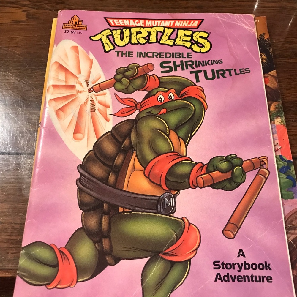 ~~~~~~~~~~~ SOLD__FOUR MOVEABLE NINJA TURTLES/THE NINJA TURTLE MOTORCYCLE/BOOKS - Picture 15 of 16
